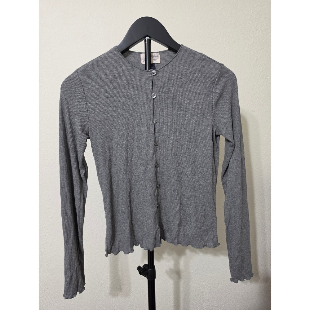Universal Thread Womens Ribbed Lettuce Edge Cardigan Dark Heather Grey XS NEW